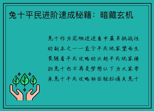 兔十平民进阶速成秘籍：暗藏玄机
